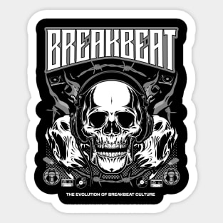 BREAKBEAT  - Evolution Skull (Grey) Sticker